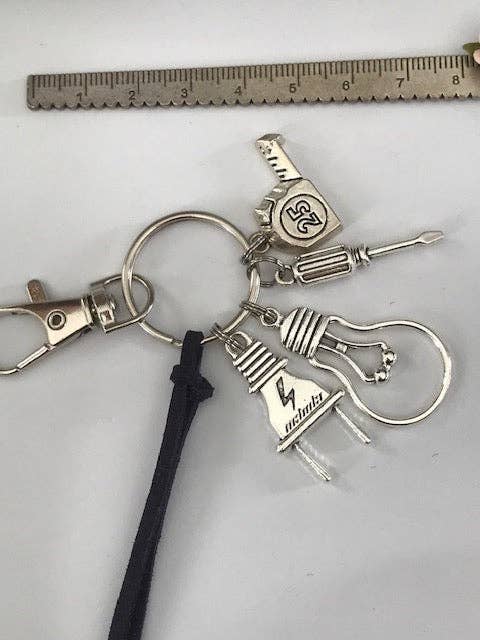 Miss DJ Angel - Wholesale Keychain - Unisex - Electrician keychain, gift for electrician man, electricity bulb charm, personalized craftsman trade keychain, meter pendant4
