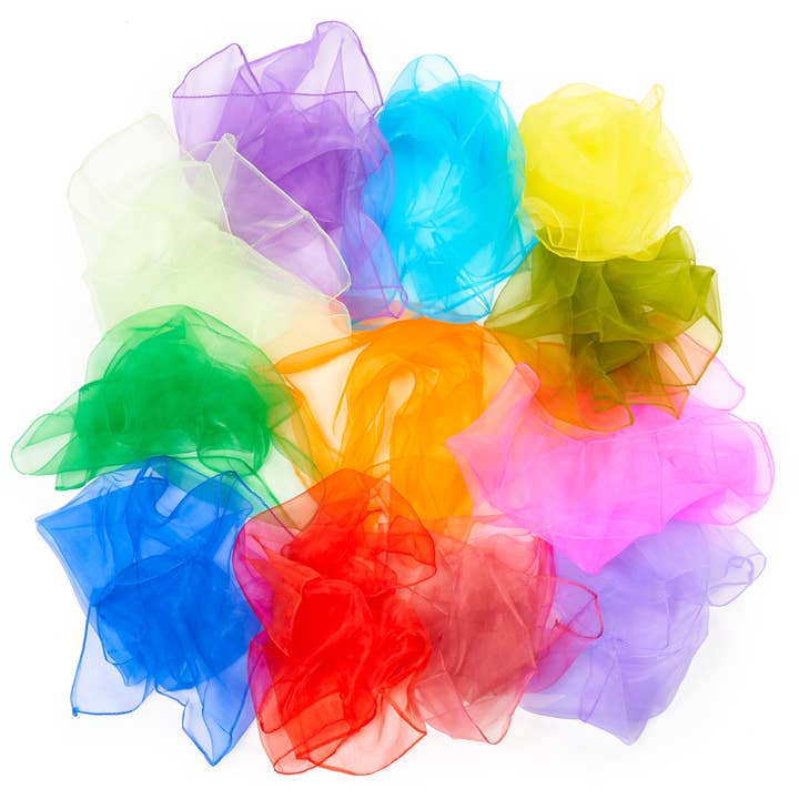 The Twiddlers - Vendita all'ingrosso Sciarpa - Bambini - Confezione da 10 sciarpe da danza multicolore Baby Sensory Silk