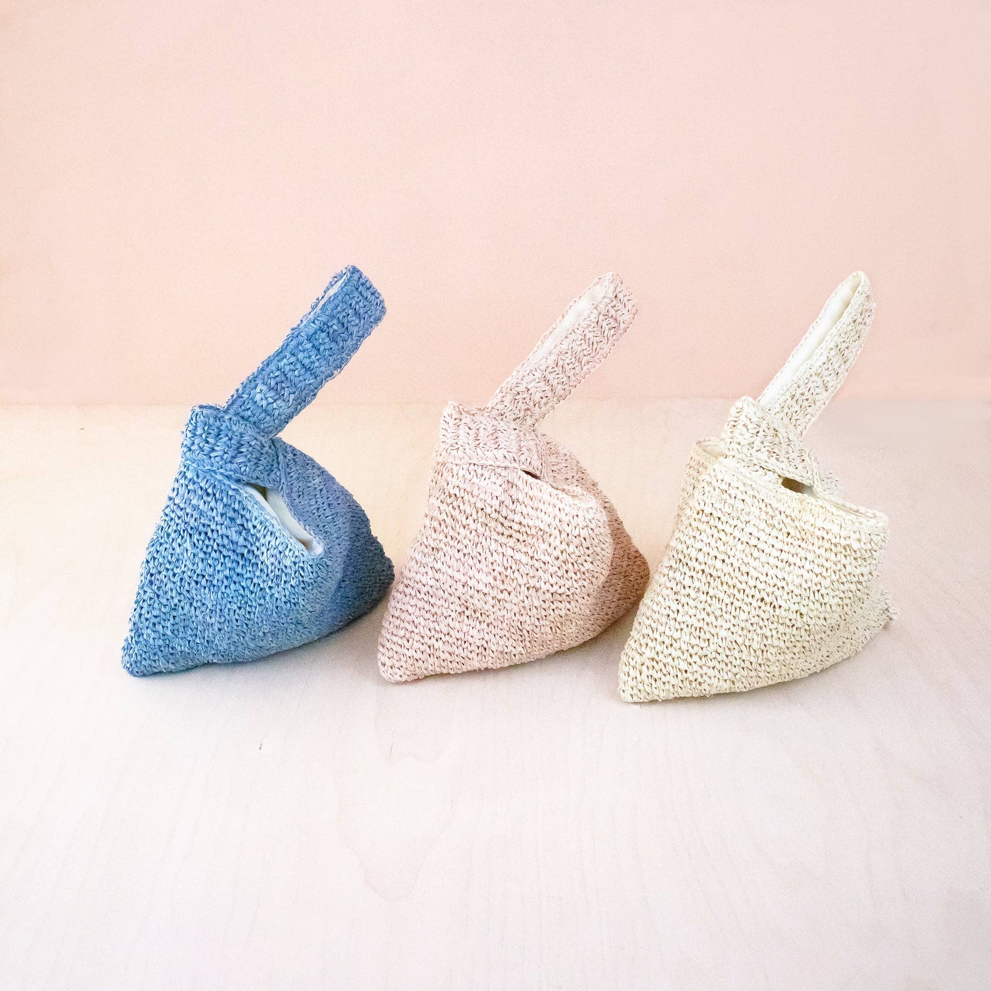 LIKHÂ - Vente Sac de plage - Sac nœud en crochet couleur rose poudré - Sac en paille | LIKHÂ5