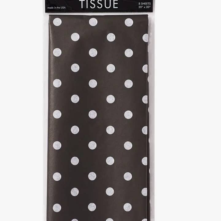 Paper Source Wholesale - Vendita all'ingrosso Carta velina - Pois bianchi su carta velina nera