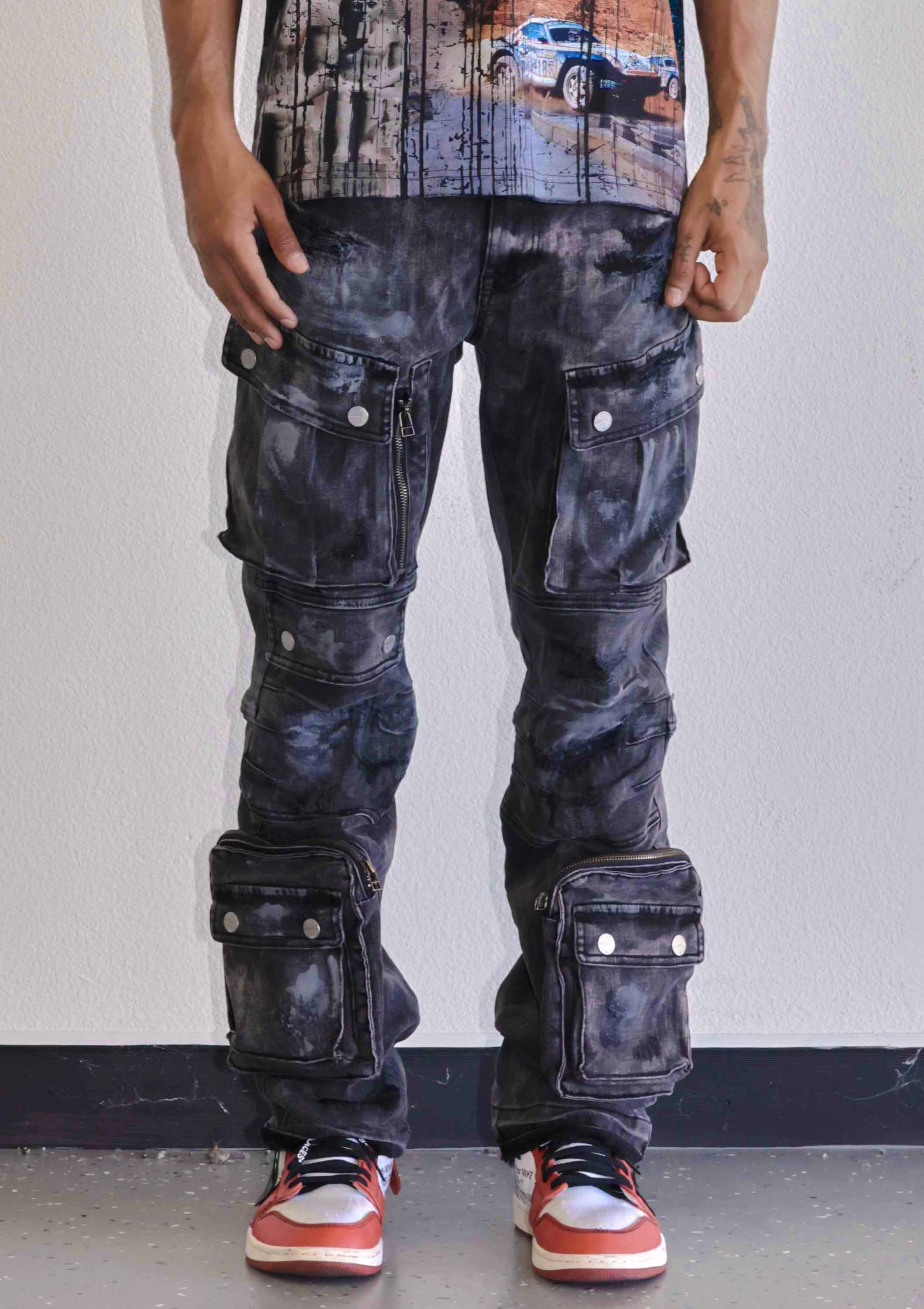 First Row - Wholesale Jeans - Men's - UTILITY CARGO SHARP DENIM PANTS2