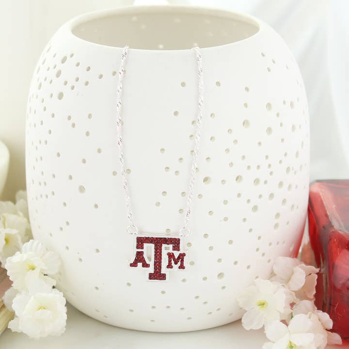 Texas A & M Crystal Logo halskæde for engroshandel hos Seasons Jewelry