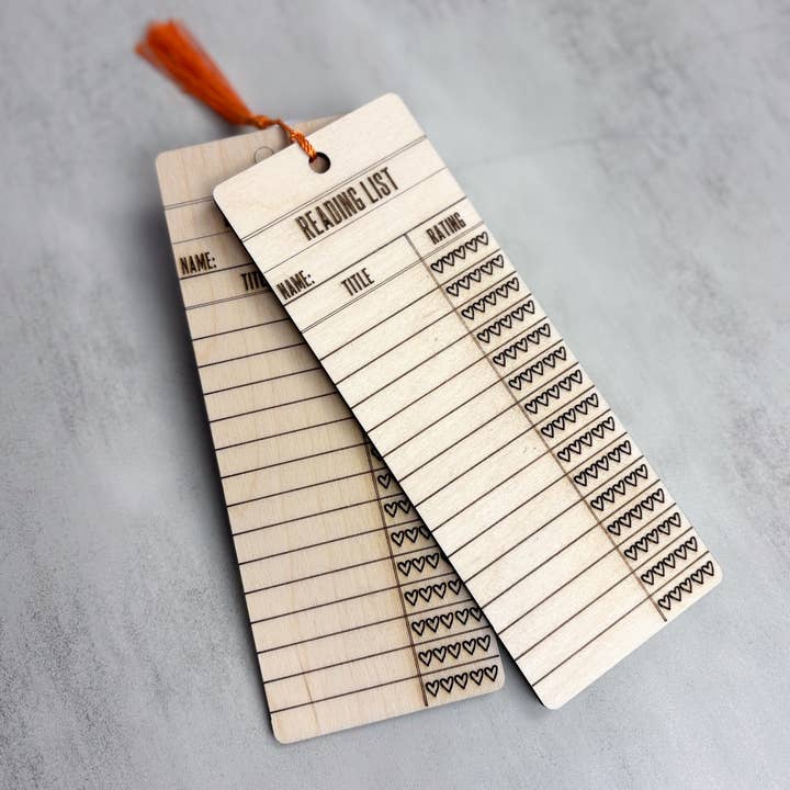 Wooden Bookmark: Reading List for wholesale by Applefallsprints