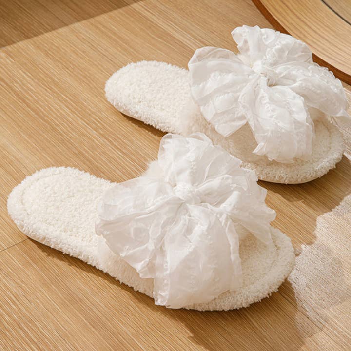 DrifWoo - Wholesale Slippers – Women's - Terry Bow Slippers for Women – Soft Bridal Guest House Shoes5