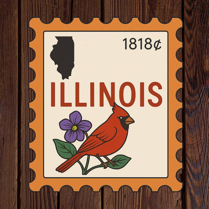 Illinois Stamp Sticker for wholesale by Kase Wear