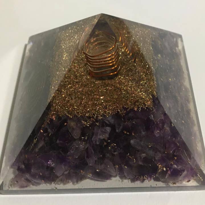 jiomind - Wholesale Spiritual Stone/Crystal - Amethyst Orgone Pyramid EMF Protection Chakra CrystalPyramid