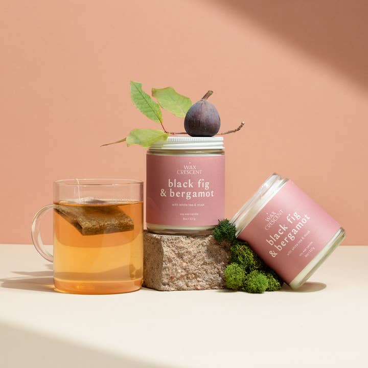 Candela in cera di soia Black Fig & Bergamot per la vendita all'ingrosso da parte di Wax Crescent