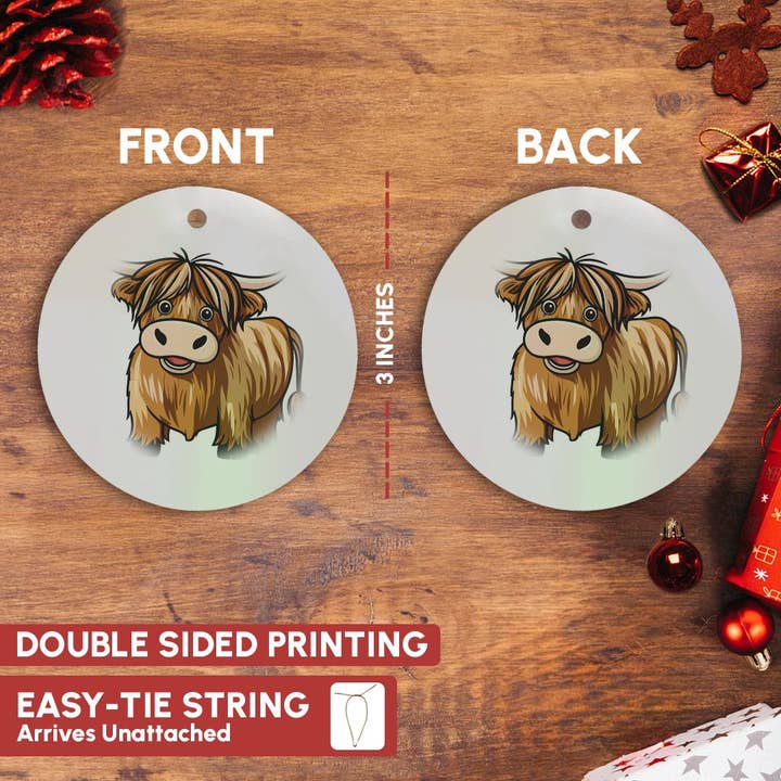 3dRose - Wholesale Ornament - 3dRose, Cute Highland Cow Cartoon, Ornament