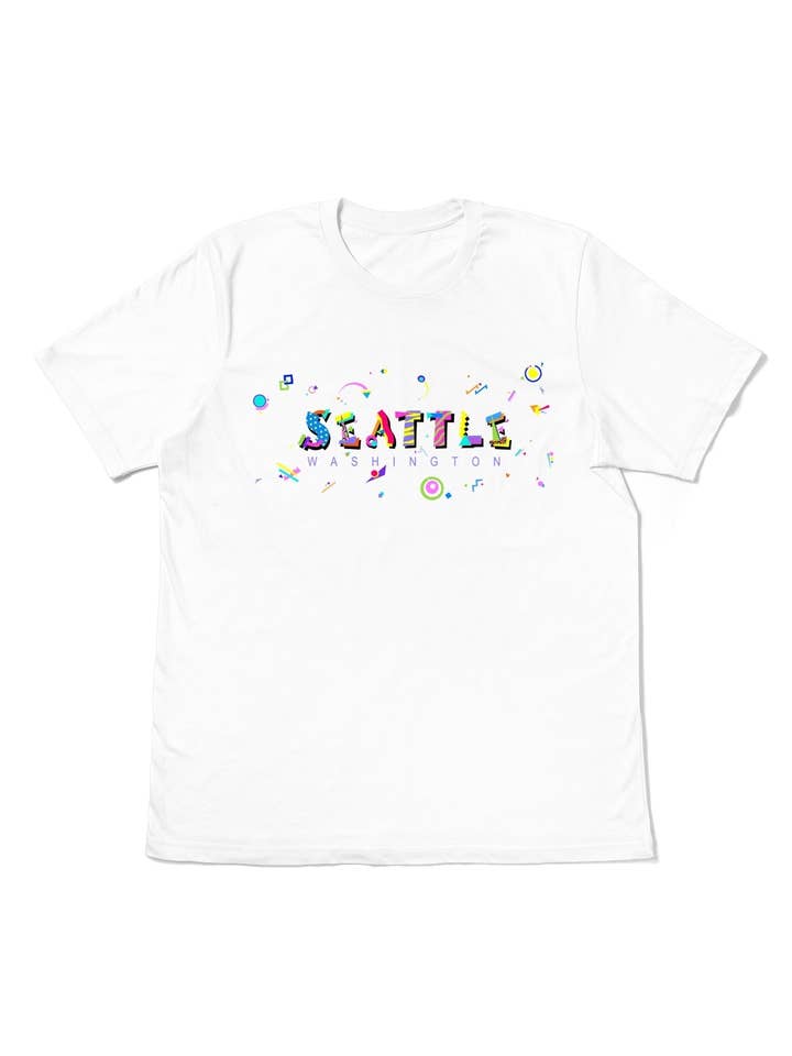 Seattle POPtype T-Shirt – Coffee, Grunge & Cityscape Vibes ☕️ for wholesale by Tourist Tee Co.