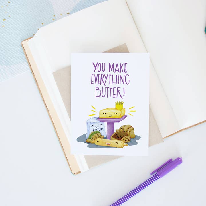 You Make Everything Butter Card for wholesale by Hop & Flop