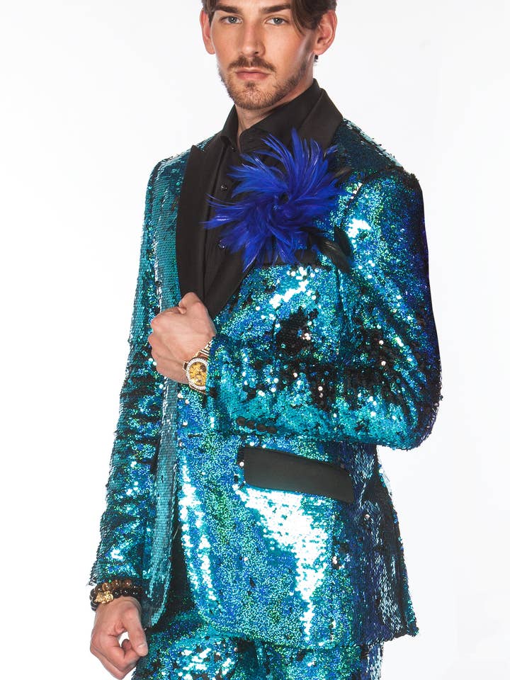 Sequin blazer, R. Sequin Teal - Fashion - Prom - Blazers for wholesale by Angelino