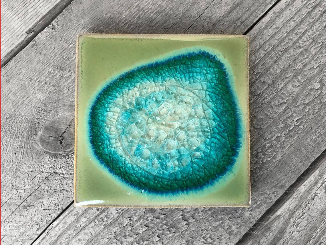 Dock 6 Pottery - Vente Sous-verre - Sous-verre Geode Crackle, individuel, 4 « x 4", verre fondu13