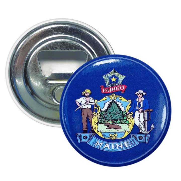 Flasköppnare-Magnet - Delstatsflagga Maine - USA för wholesale av Worldwide Souvenirs