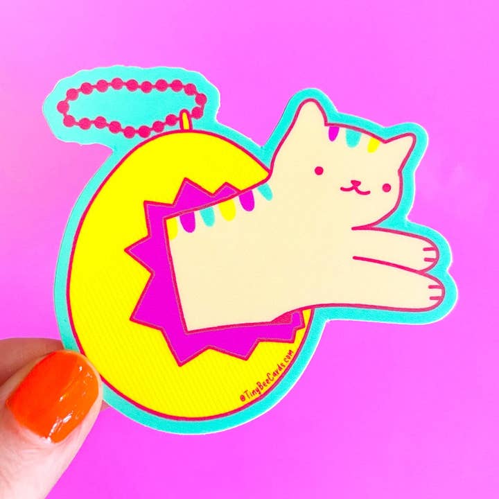 Adhesivo de vinilo Y2K Cat Virtual Pet de los 90 para venta al por mayor de Tiny Bee Cards