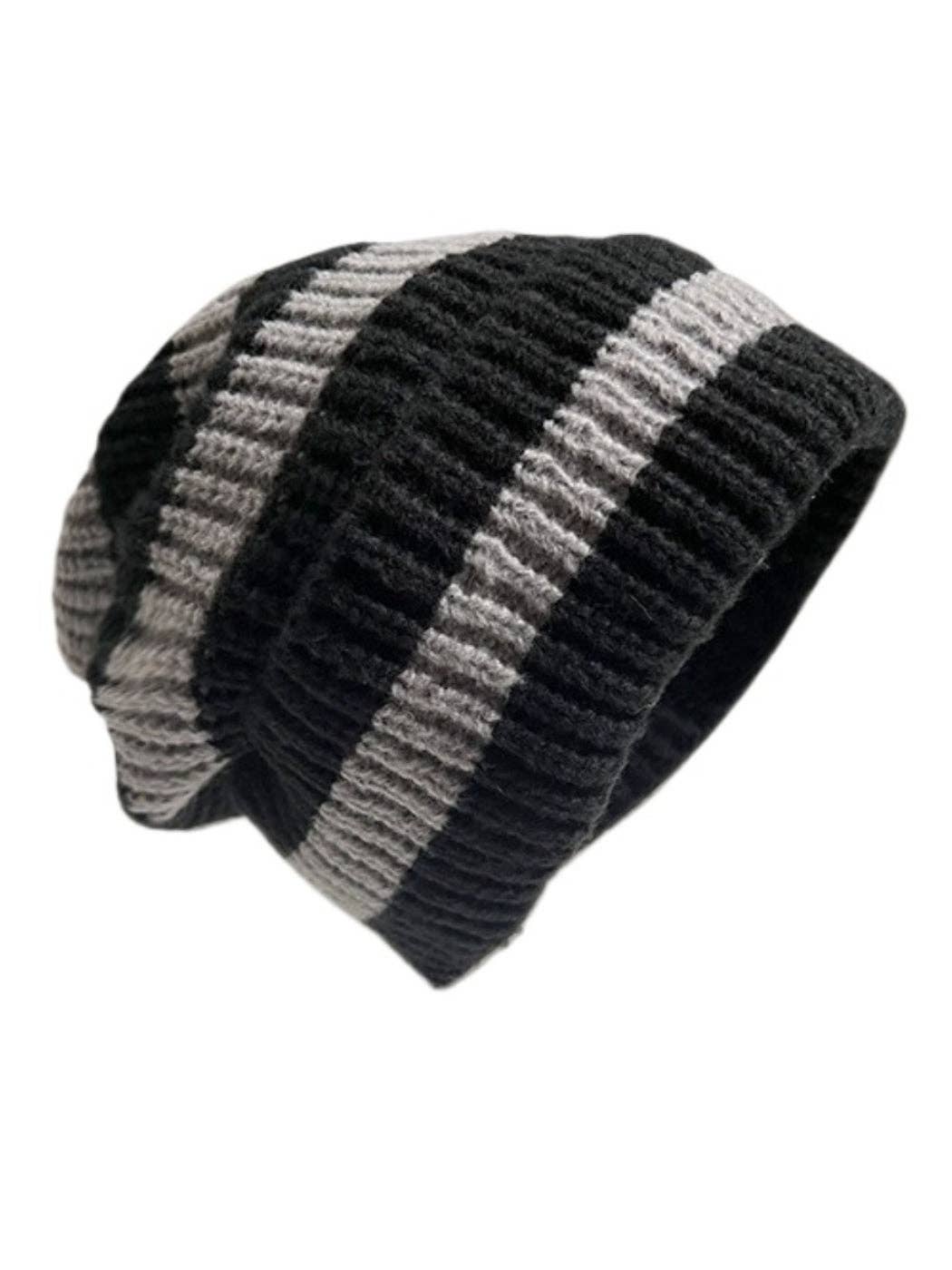 Funkyrel® Atzbranding Limited - Vente Bonnet – femme - Haila - Bonnet d'hiver rayé en tricot pour femme0