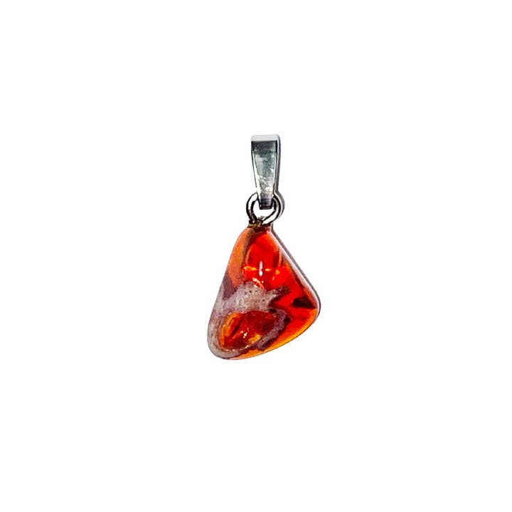 925 Silver Pendant - Fire Opal Rolled Stone for wholesale by France Mineraux