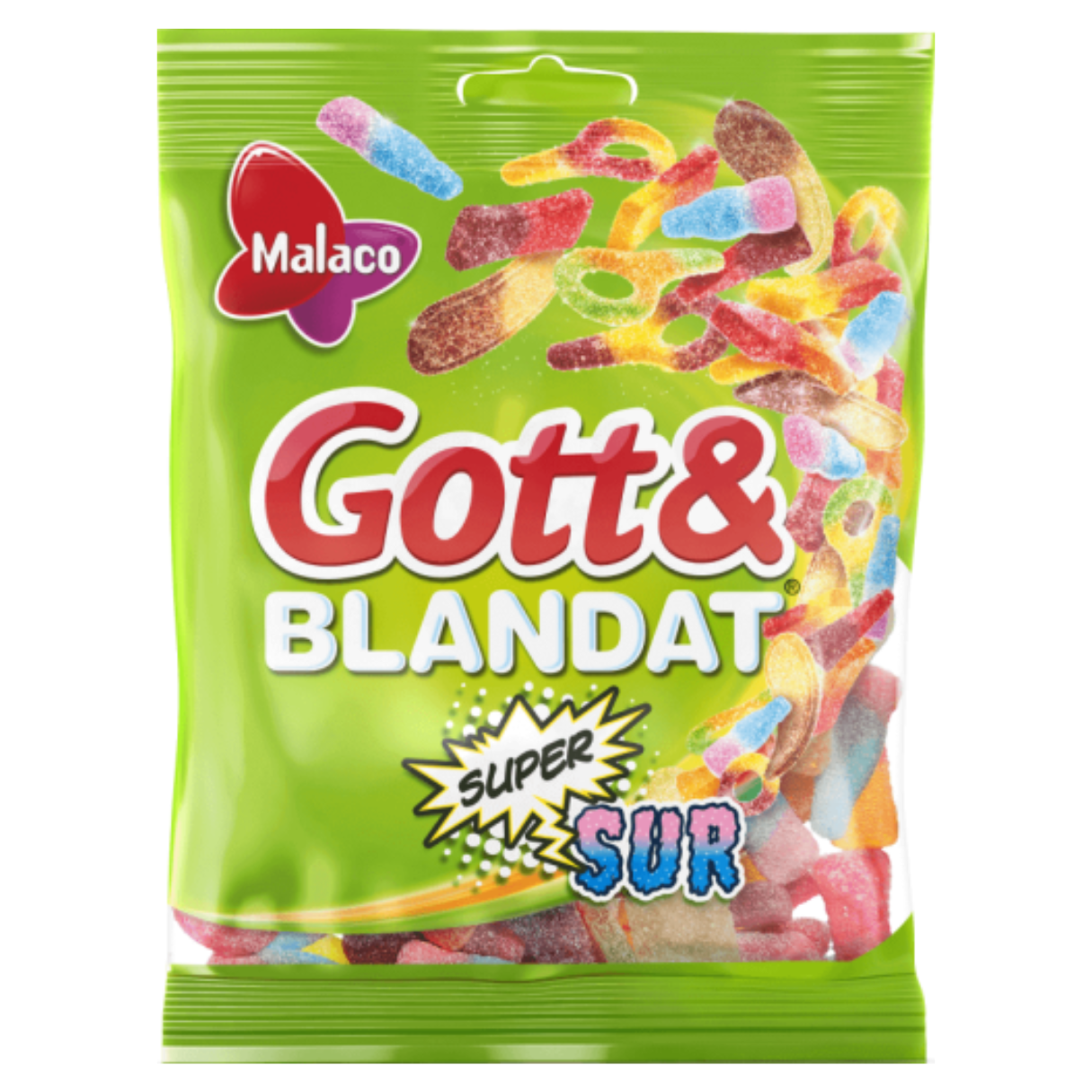 I Got Your Candy - Wholesale Gummy - Malaco Swedish Gott & Blandat Super Sour Peg Bag 130g - 30ct0