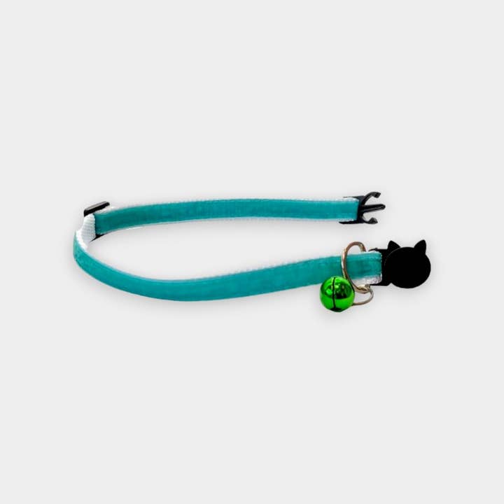Zacal Cat Collars - Wholesale Pet Collar - Cat - Teal Velvet Cat Collar