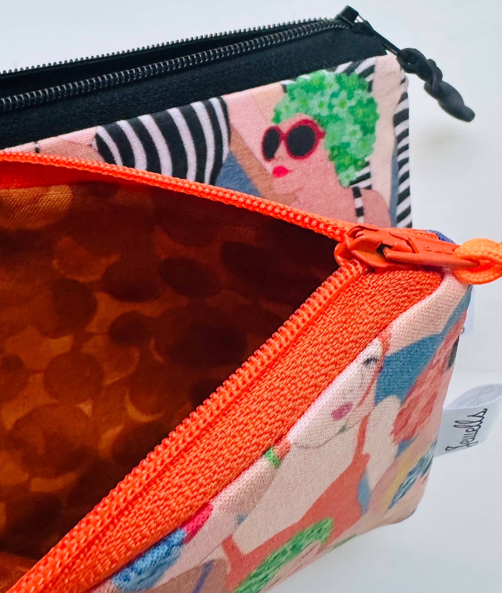 Jewells - Vente Pochette – femme - Pochette en tissu rétro avec motif bonnet de bain, unie ou rayée3