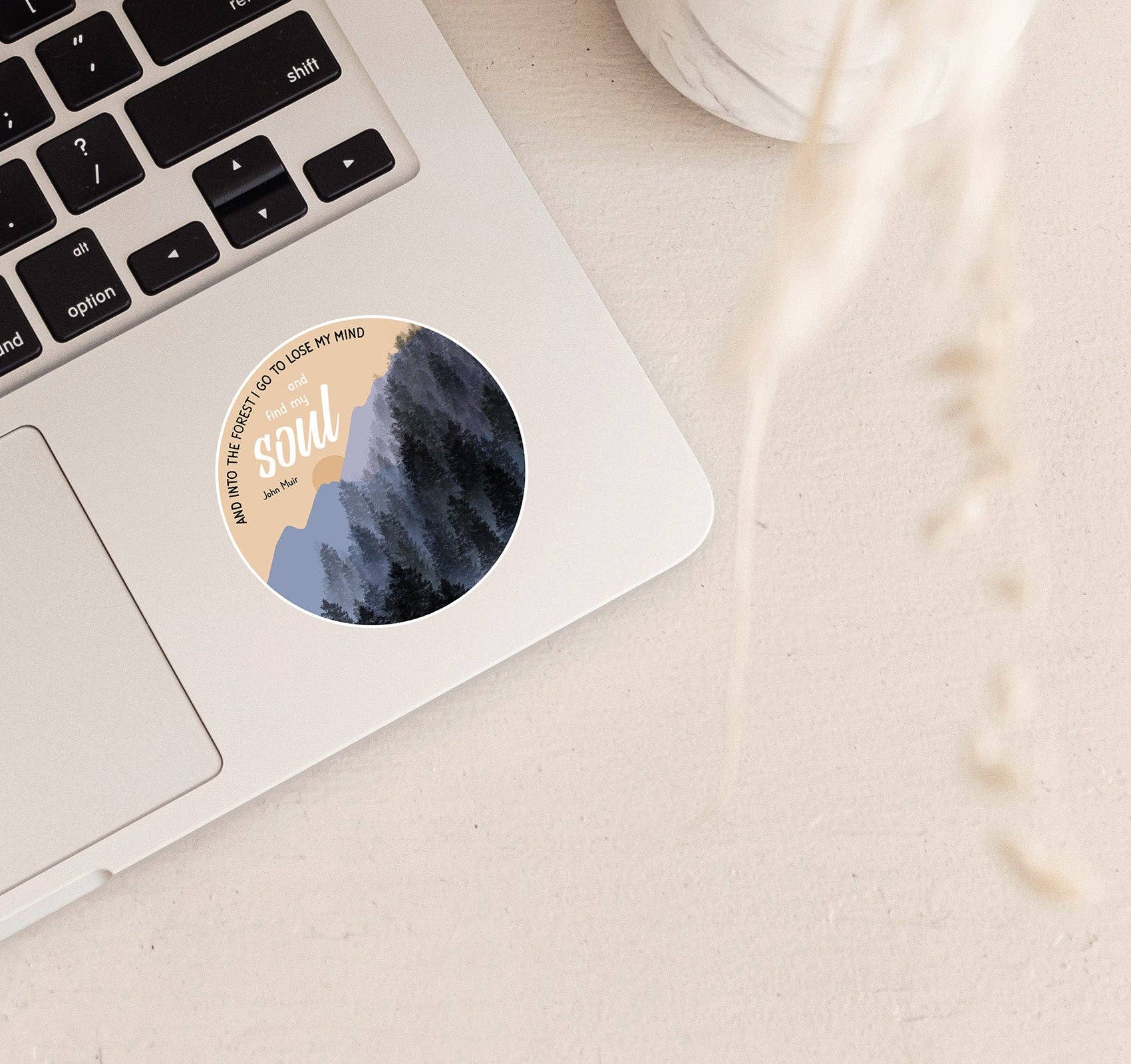 Wild Peonies Studio - Wholesale Sticker - Into the Forest I Go John Muir Quote Vinyl Sticker1