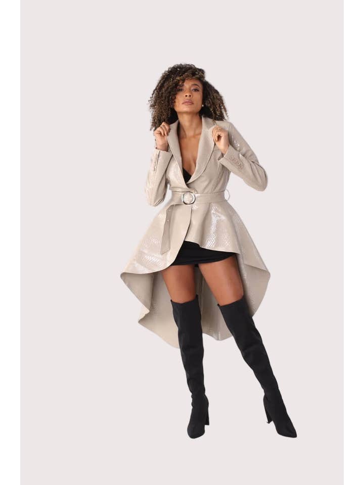 For Her NYC - Wholesale Coat - Women's - High-Low Belted Coat -820553