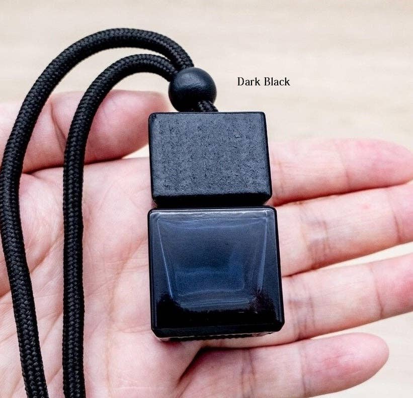 Starlight Wholesale LLC. – wholesale Car Freshener - Unisex – Diffusers Car Pendant Perfume Bottle Glass Ornaments (Empty Bottles) Square Black Gradient Glass Wooden Car Hanging Air Diffuser1
