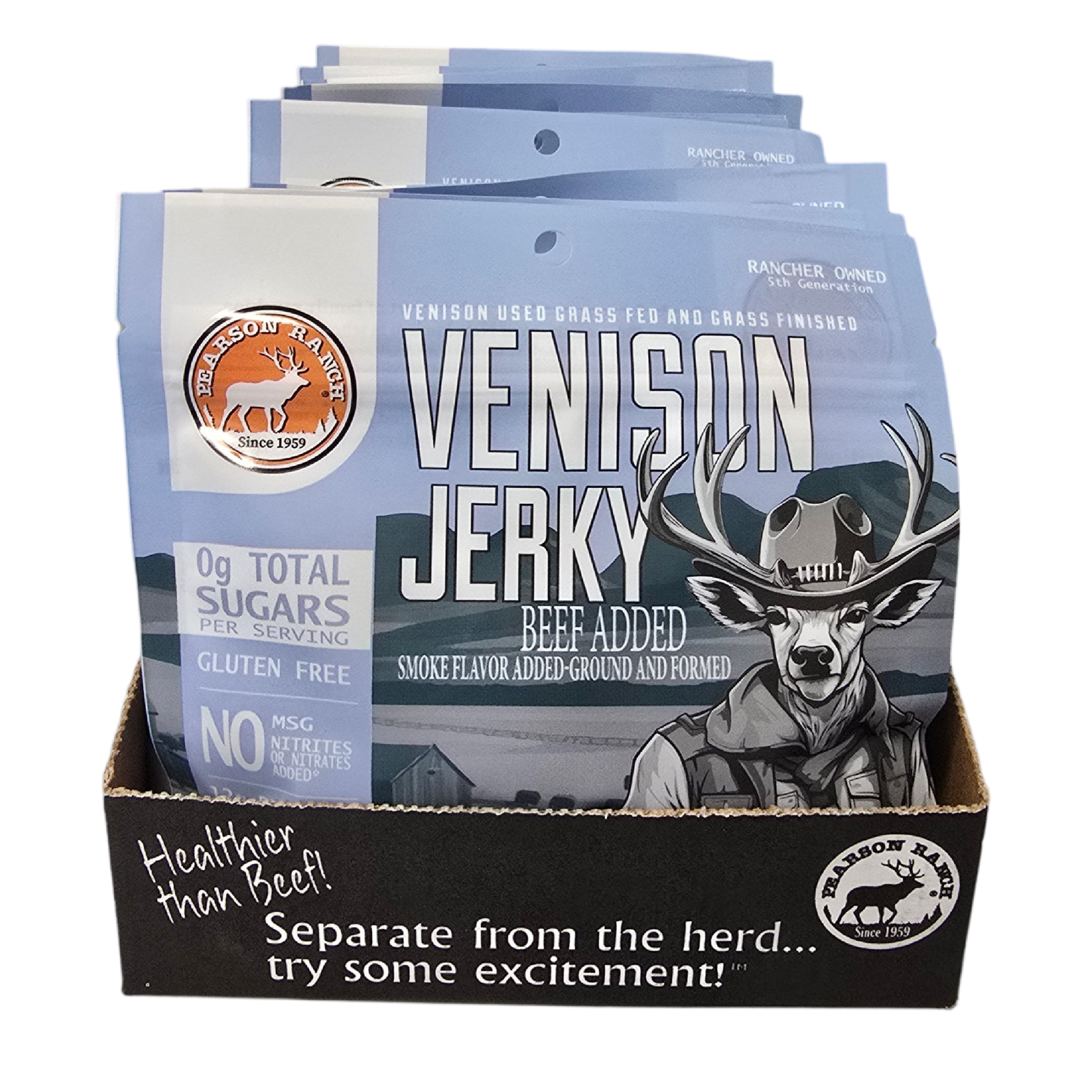 Pearson Ranch Elk & Bison Jerky - Wholesale Jerky - 12 Count Display - Venison Jerky 2