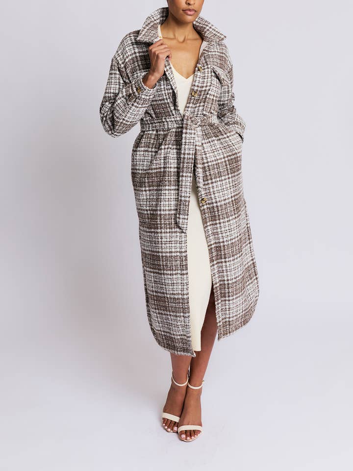 Hayley Long Cinto Xadrez com Botões por atacado de LBLC the Label