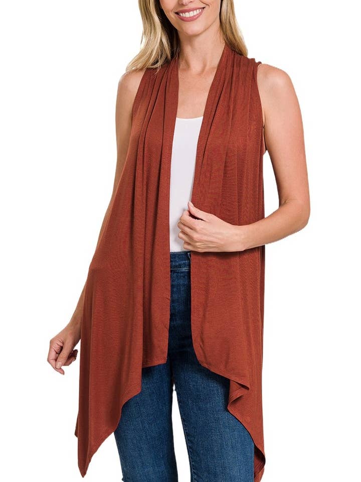 Vanilla Monkey - Vendita all'ingrosso Cardigan - Donna - Cardigan aperto davanti drappeggiato senza maniche