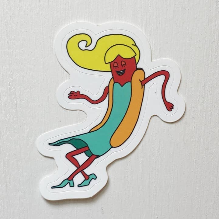 Muursticker - Dancing Lady Dog voor wholesale door Haha Hot Dogs