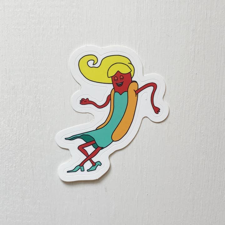 Muursticker - Dancing Lady Dog voor wholesale door Haha Hot Dogs