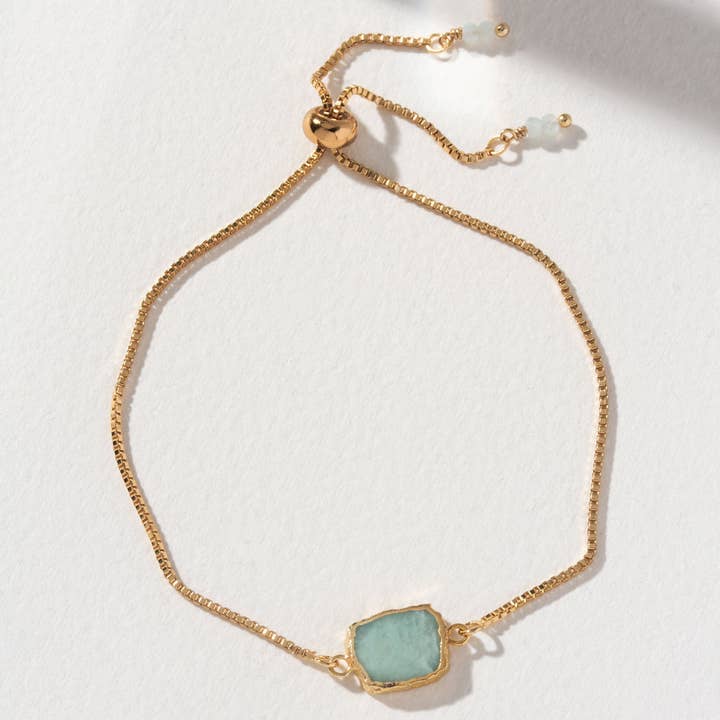 Luna Norte - Wholesale Charm/Dangle Bracelet - Earth, Wind and Fire Adjustable Bracelet - Aquamarine