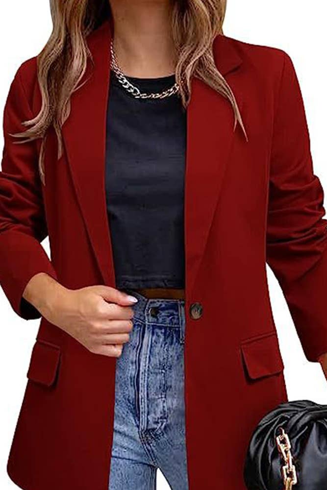UNISHE - Wholesale Blazer - Women's - Front Open Lapel Plain Blazer ZK4613
