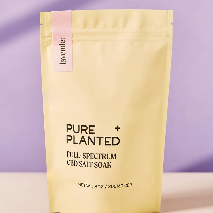 Pure + Planted CBD - Wholesale CBD Bath Salts & Soaps - Full Spectrum CBD Salt Soak - Lavender