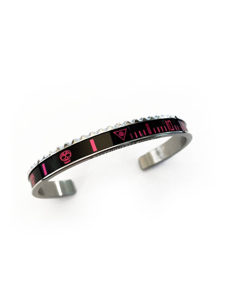 STEEL BRACELET SKULL COLOR FUXIA for wholesale by Speedometer Official