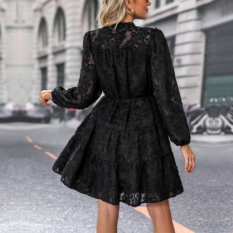 Masyal – wholesale Dress – Women's – Date Party Spring and Autumn Elegant  Lace Long Sleeve Dress1