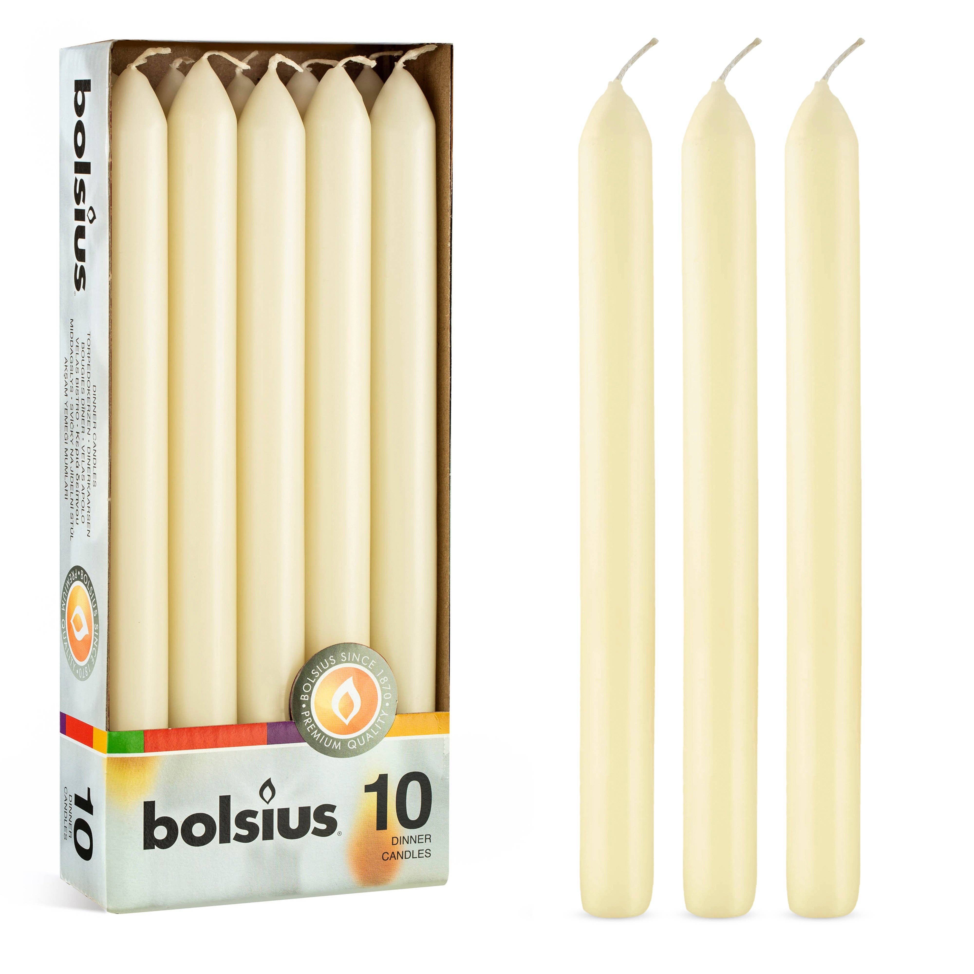 BOLSIUS - Wholesale Tapered Candle/Candlestick - 9 Inch Dinner Taper Candles 10 Pack - Wedding, Decorative, Holiday, Colored Unscented Taper Candles8