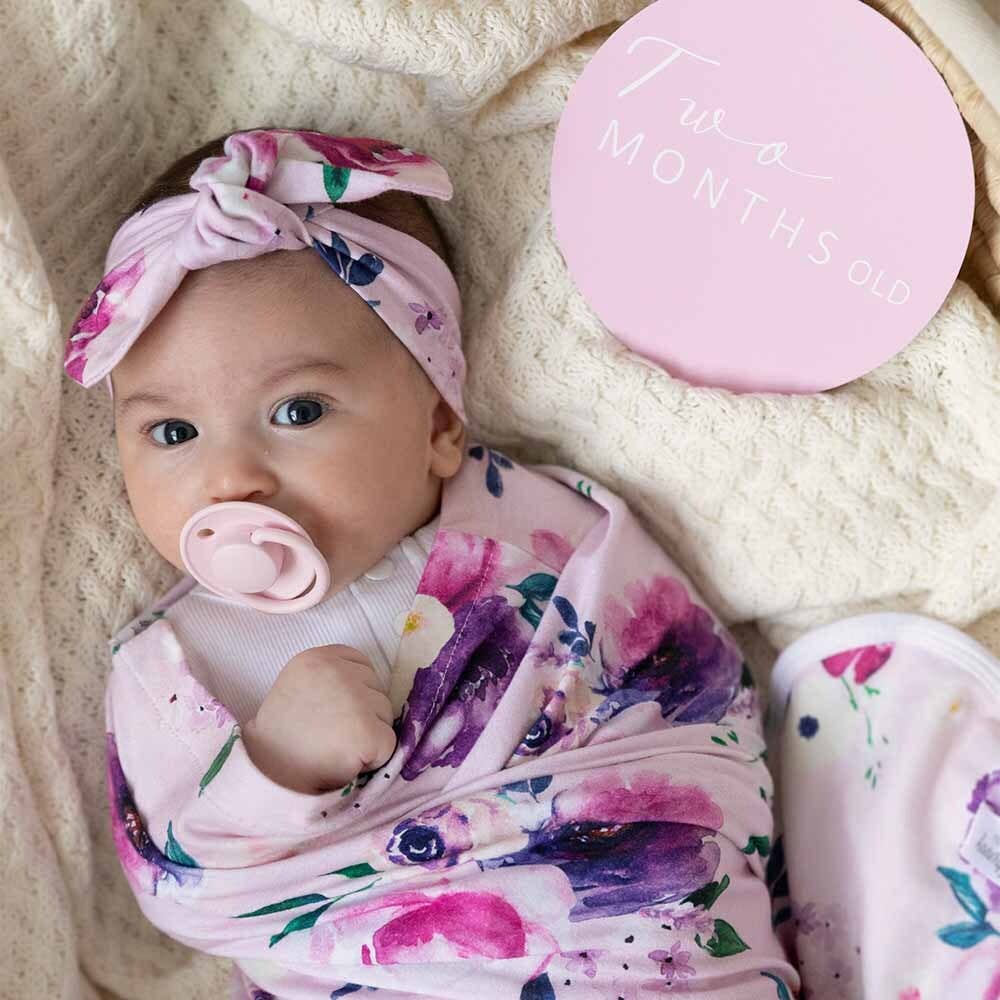 Snuggle Hunny – Großhandel Puckset – Baby – Floral Kiss Set mit Wickeltuch und Topknot für Babys6