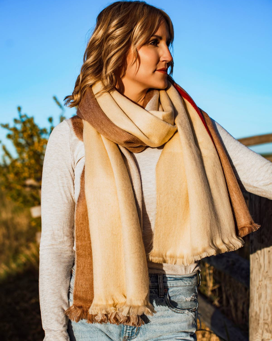 Meraki Movement - Wholesale Scarf - Unisex - Crimson Sand Fusion Alpaca Blanket Scarf3