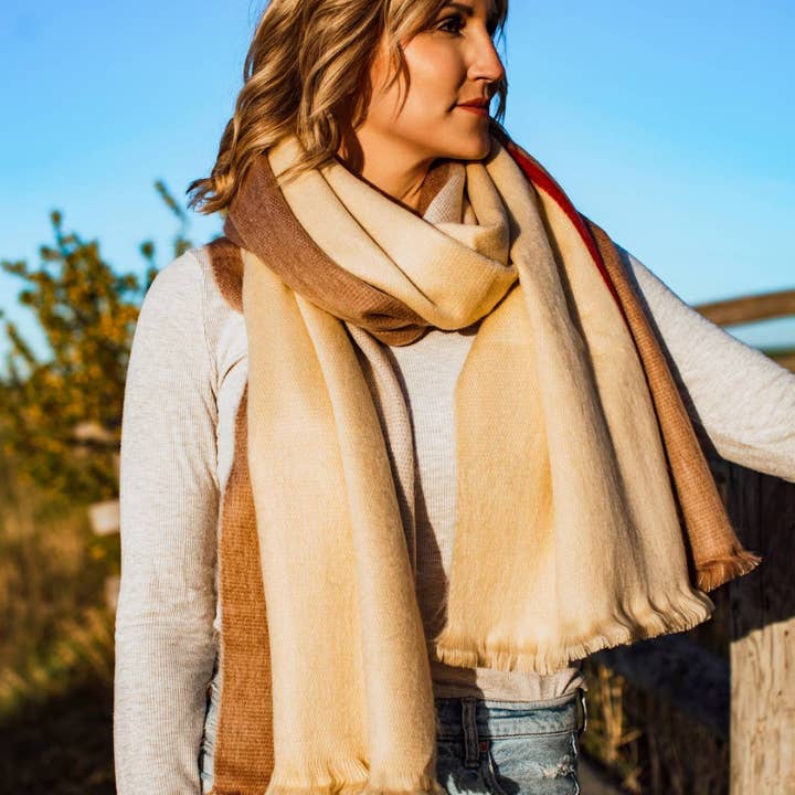 Meraki Movement - Wholesale Scarf - Unisex - Crimson Sand Fusion Alpaca Blanket Scarf3