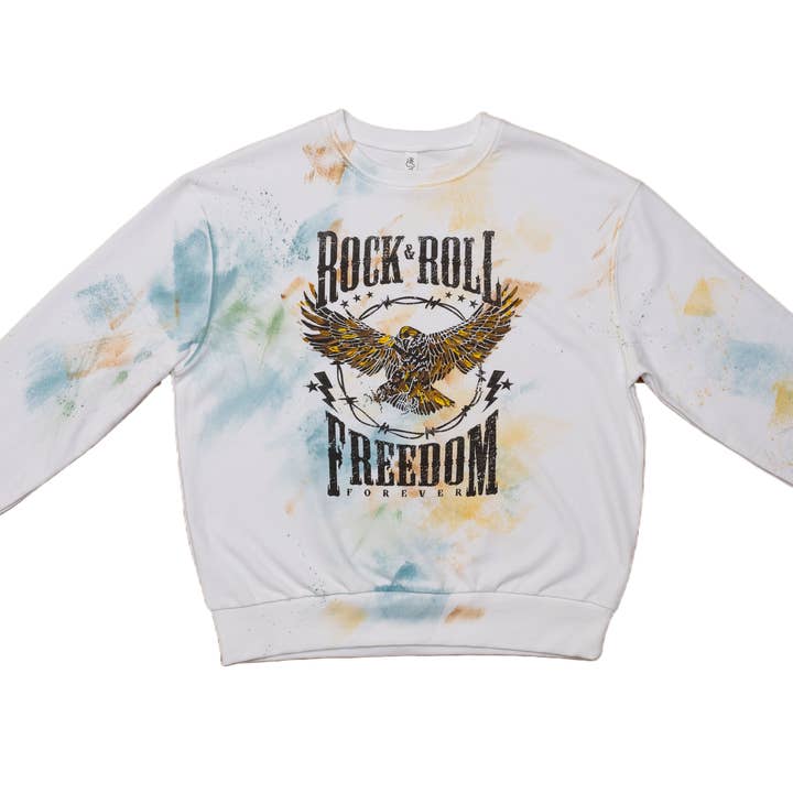 Rock & Roll Freedom HAND PAINTED GRAPHIC TSHIRT for wholesale by The Beautyfull Box