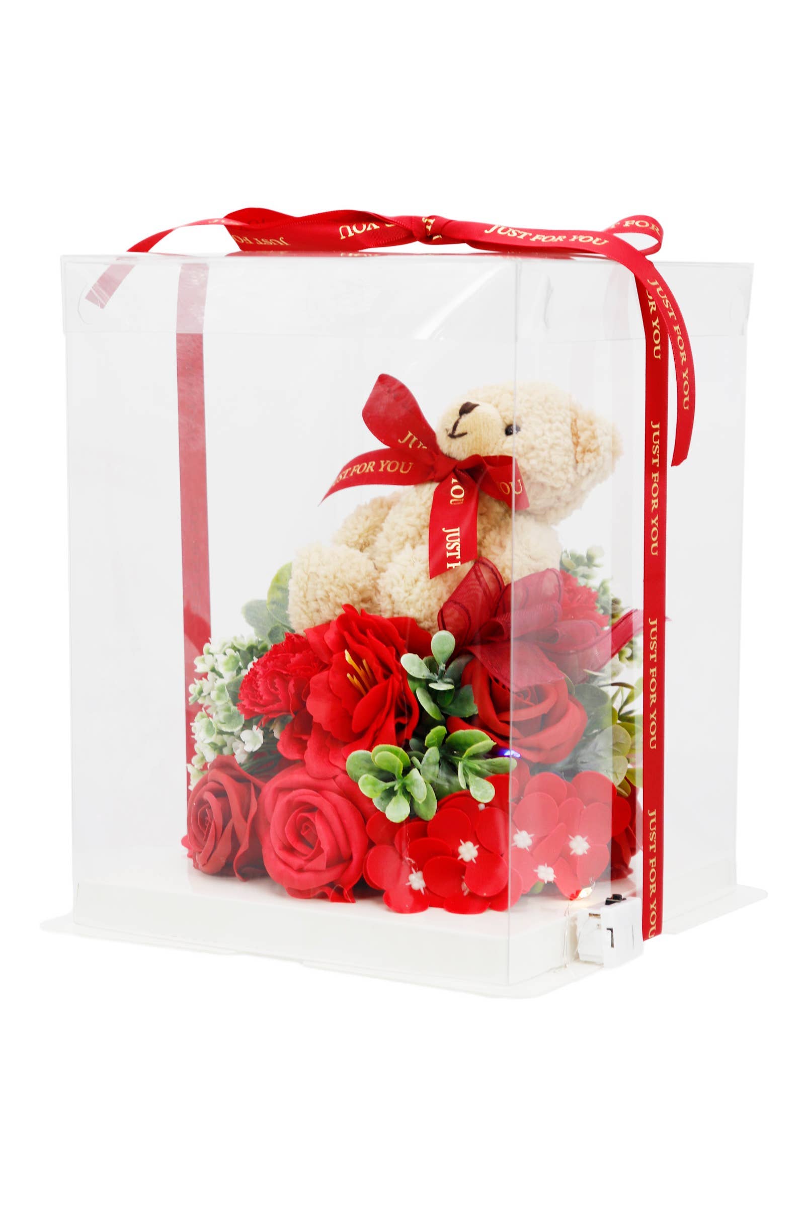 ASSORTED Mini Bear Soap Rose Dome Led Gift Box - 9 Inch for wholesale on Faire4