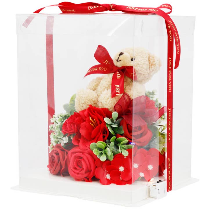 ASSORTED Mini Bear Soap Rose Dome Led Gift Box - 9 Inch for wholesale on Faire4