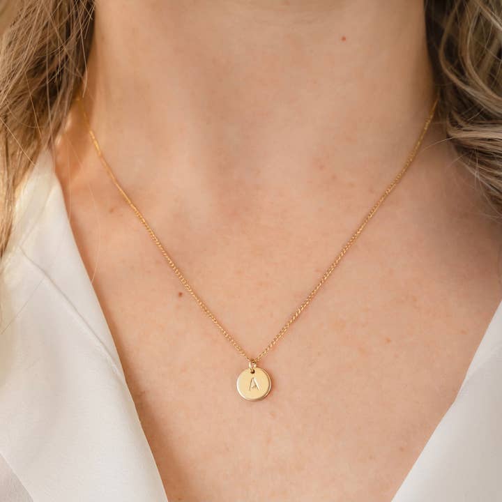 PETITE GOLD - Wholesale Pendant/Charm Necklace - Initial Coin Necklace