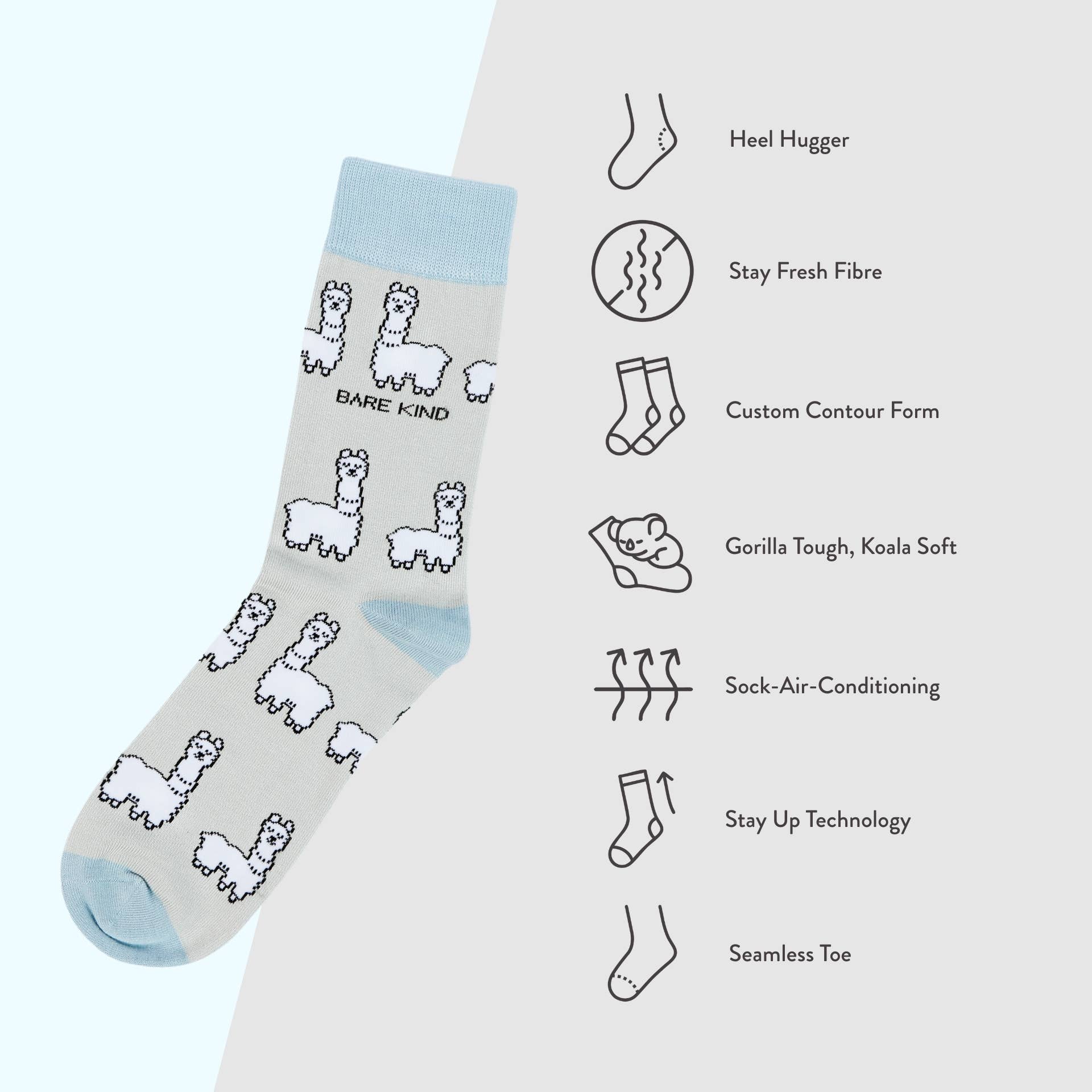 Bare Kind Socks – wholesale Socks – Unisex – Alpaca Socks | Bamboo Socks | Grey Socks6