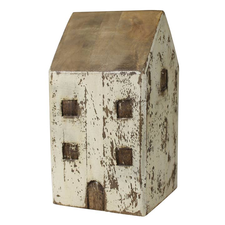 HomArt – wholesale Dekorativt bordsobjekt – Trä Stugor, Uppsättning om 3, Vit3