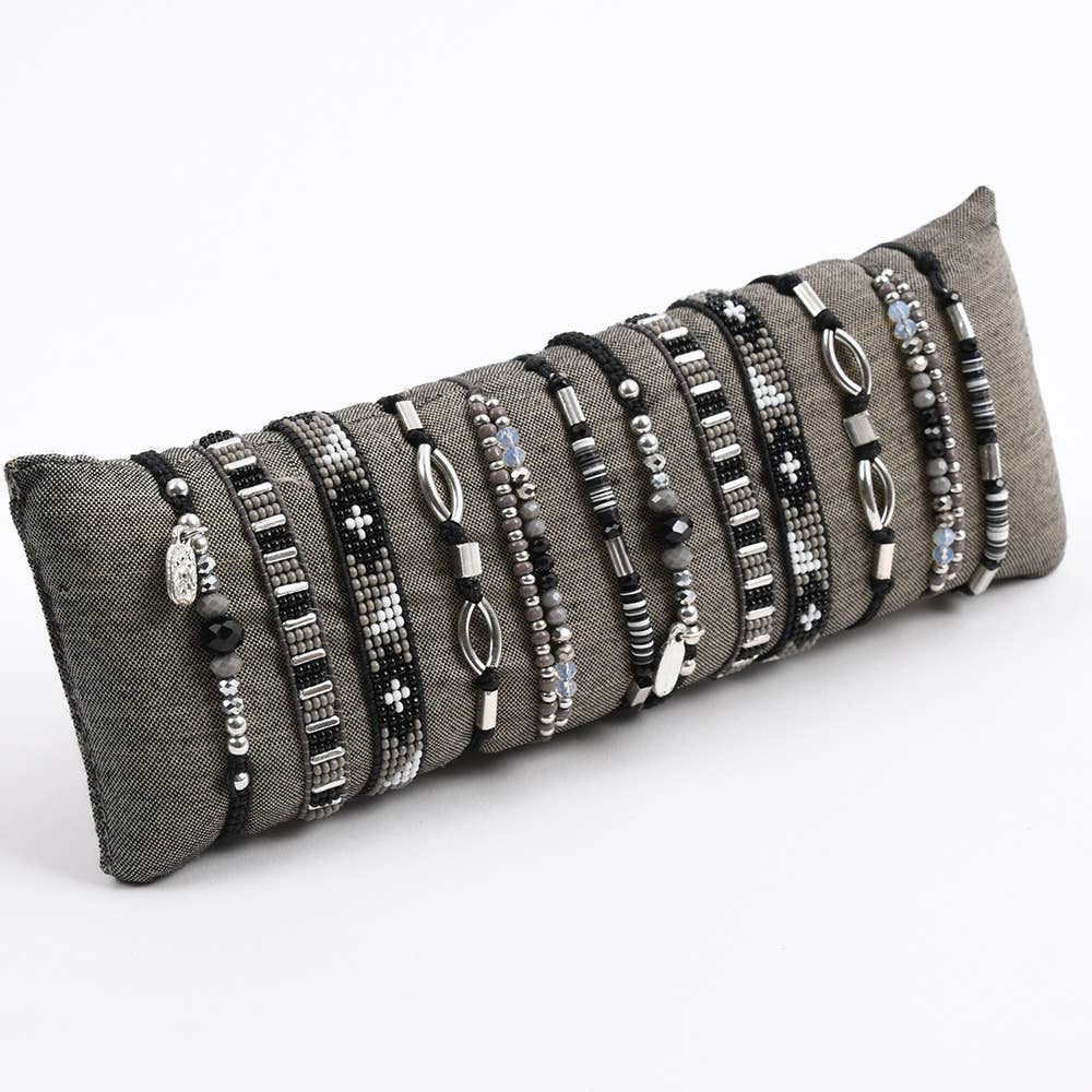 Pink House Imports - Vente Bracelet de perles - Lot de 12 bracelets coulissants perlés combo0