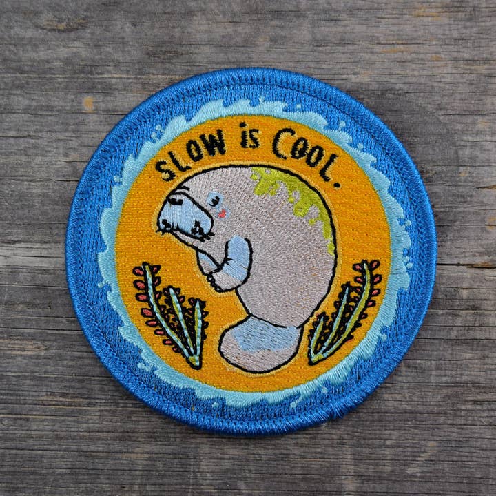 Slow is Cool Embroidered Patch for wholesale by Quiet Tide Goods