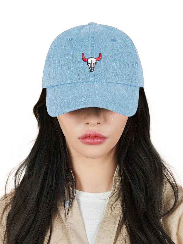 Boho Embroidered Cow Skull Women's Baseball Cap 8H-7837.COW for wholesale by 5besties inc