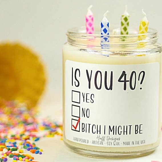 Bougie cadeau 40e anniversaire - Bougie de célébration d'anniversaire pour la vente par Huff Designs Candle Co
